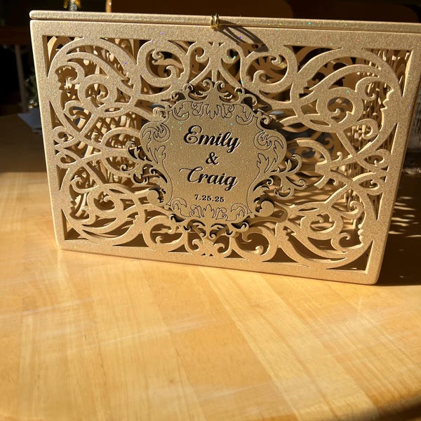 Personalized Wedding Card Box With Slot Lock Wedding Money Box Rustic ...