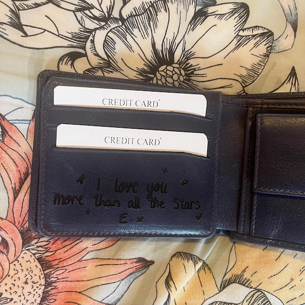 Hebrew, Arabic, Cyrillic Fonts Engraved Wallet, Personalized Genuine ...