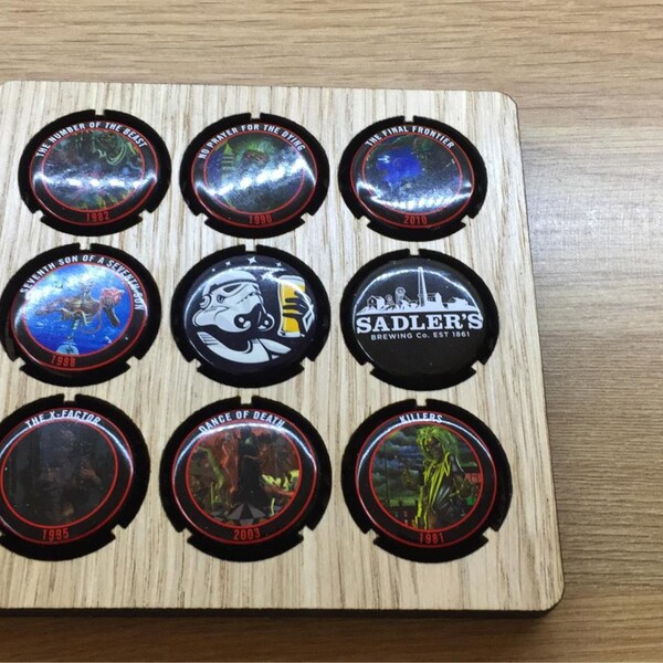 Rustic Wooden Bottle Cap Coaster - Unique Housewarming Gift For Dad Or Husband