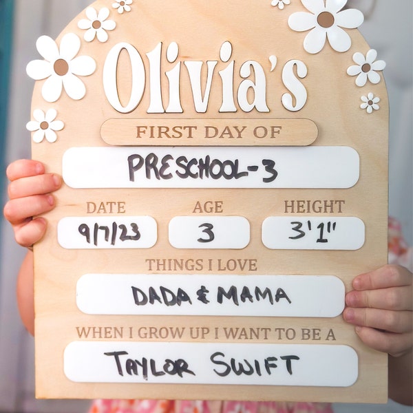 Daisy First Day of School Sign| School Photo Props | Interchangeable ...