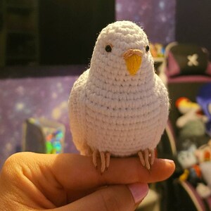 Crochet Budgie Parrot, Customized White Parakeet Plush Toy, Pet