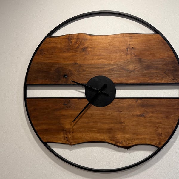 Photo inspiration: Gallery Detail: Rustic Wooden Wall Clock Handmade Large Decorative Clock With Metal