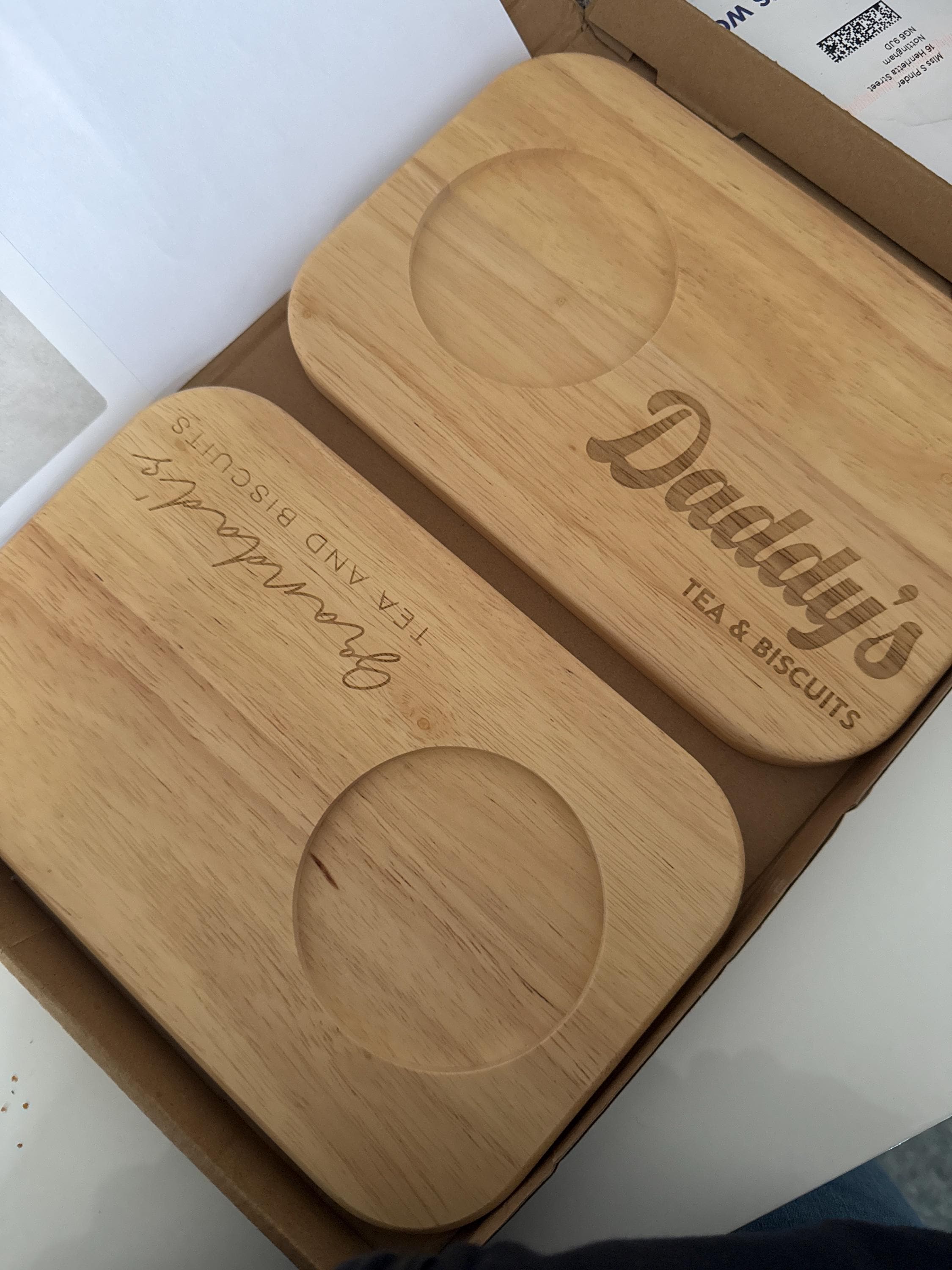 Personalized Custom Engraved Wooden Tea & Biscuit Board Serving Board Novelty Gift Birthday Valentines Housewarming Wedding Christmas