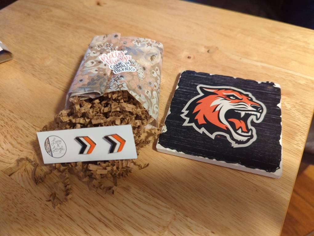 School Spirit Earrings, Team Colors, Handpainted Custom Color Wooden Stud Earring, Cheer Earring,  Game Day Jewelry, Back to School Earrings