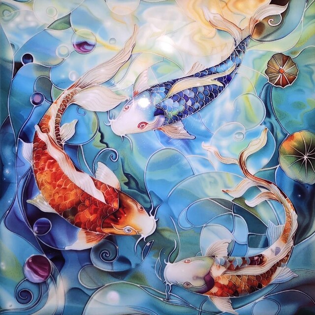 Koi Fish Ceramic Tile: Japanese Zen Art - Vibrant Home Decor - Etsy