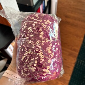 ロイヤルダブルスパンコールコットン糸 100g/0.22lb、スパンコール6mm