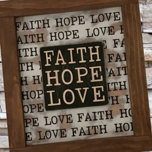 real red oak wood Faith hope love Details about   Set of 3 handmade wooden word plaques 