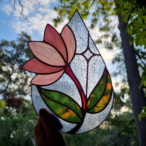 Botanical Drop Stained Glass Pattern. Beginner Stained Glass Pattern ...