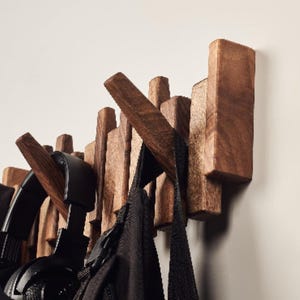 Solid Walnut Beech Wood Piano Coat Rack, Space Saving Magnetic