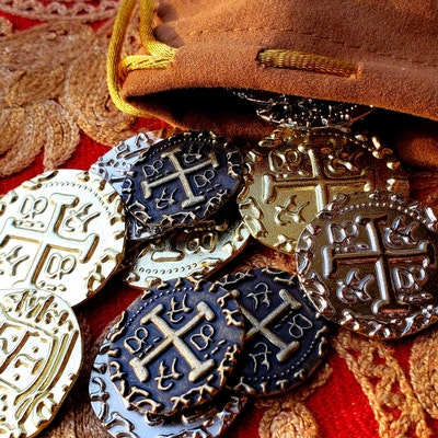 Pirate Coins 36 Bronze, Silver & Gold Treasure Coin Set, Spanish ...