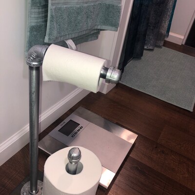 Toilet Paper Stand With Extra 2 Roll Storage, Floor Stand TP Holder, Paper Dispenser, Rustic ...