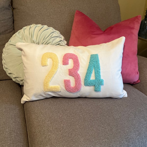 Personalized Dorm Room Number Cover, Punch Needle Pillow, Dorm Room ...