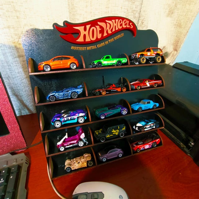 Toy Car Desktop Display Shelf for 15 Cars (DXF, PDF, EPS Files) - Etsy