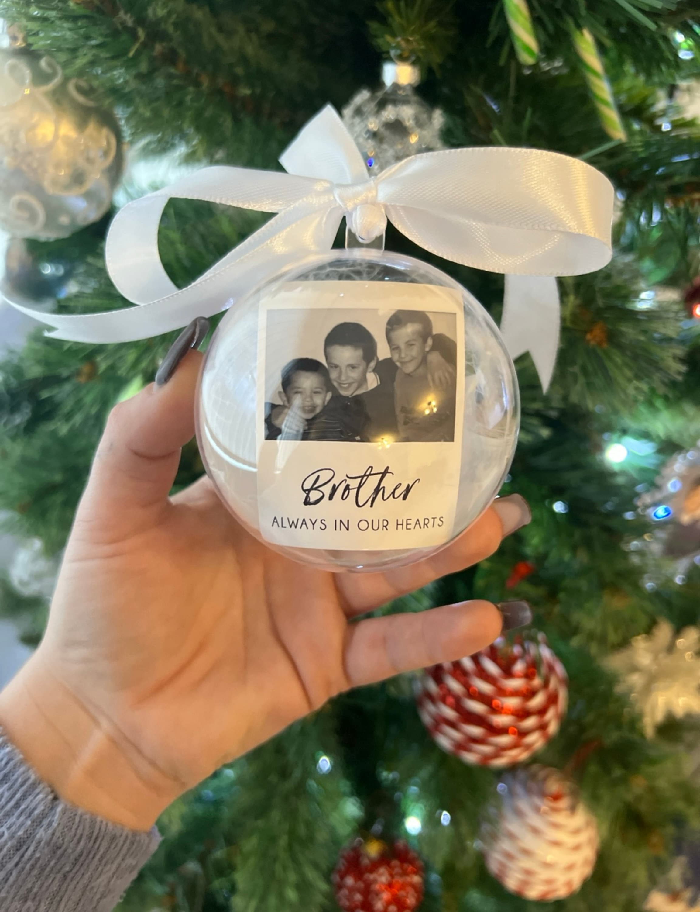 Personalised Photo Memorial Memory Christmas Feather Bauble - Special Memory Bauble - Photo Bauble - Decoration Bauble