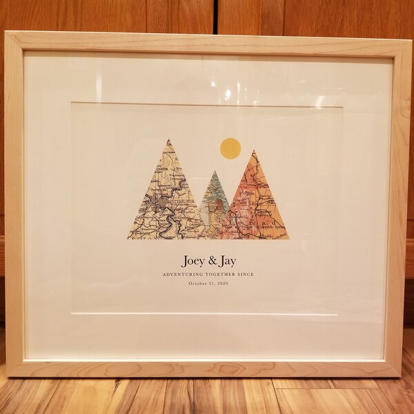 Adventure Together® Map Mountain Personalized Wedding Gift or ...