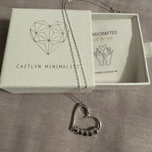 Charming Heart Necklace With Engraved Beads & 1CT Diamond In Sterling Silver 4