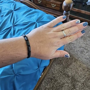 Raw Rough Black Tourmaline Bracelet, Waterproof Women Men Surfer Bracelet, Healing Protection Strength Rocks Bracelet, Gift for her him