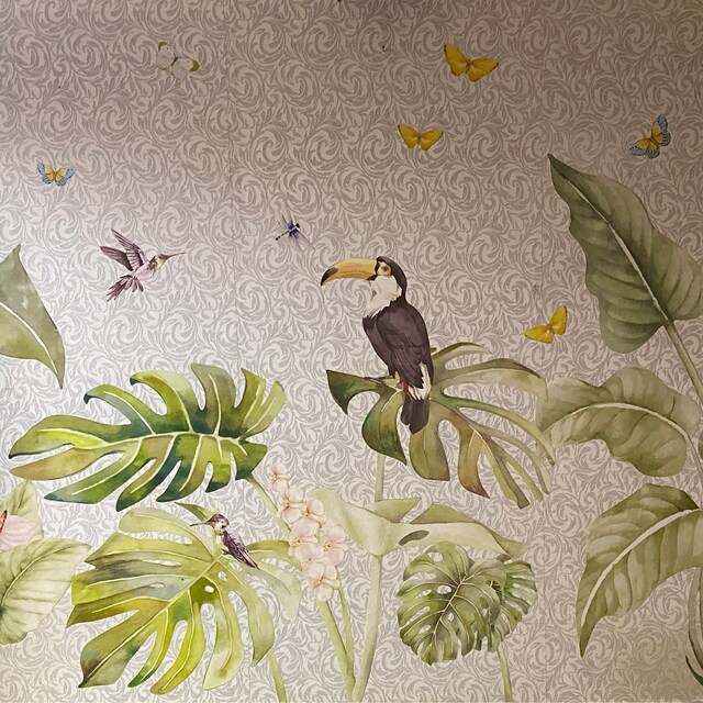 Stickers Muraux Palmier Tropical Tanlaby - Déco Aquarelle Vert Pour Salon, Chambre Ou Salle De Bain