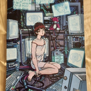 Vintage Anime Figure Posters Serial Experiments Iwakura Lain Poster  Aesthetics Wall Art Home Canvas Painting Kawaii Room Decor