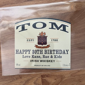 Etichetta Personalizzata Per Bottiglia Whiskey Stile Jameson 4.5L - Pretagliata, Scrivi Il Testo Che Vuoi
