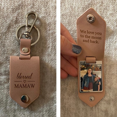 Personalized Leather Photo Keychain, Drive Safe, Handwritten Message ...