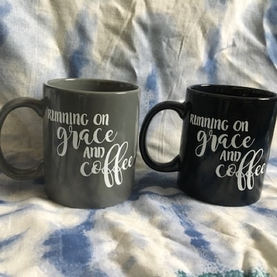 Running on Grace and Coffee Svg, Coffee Svg, Grace Svg, Easy Cricut Cutting File, Coffee Lover ...
