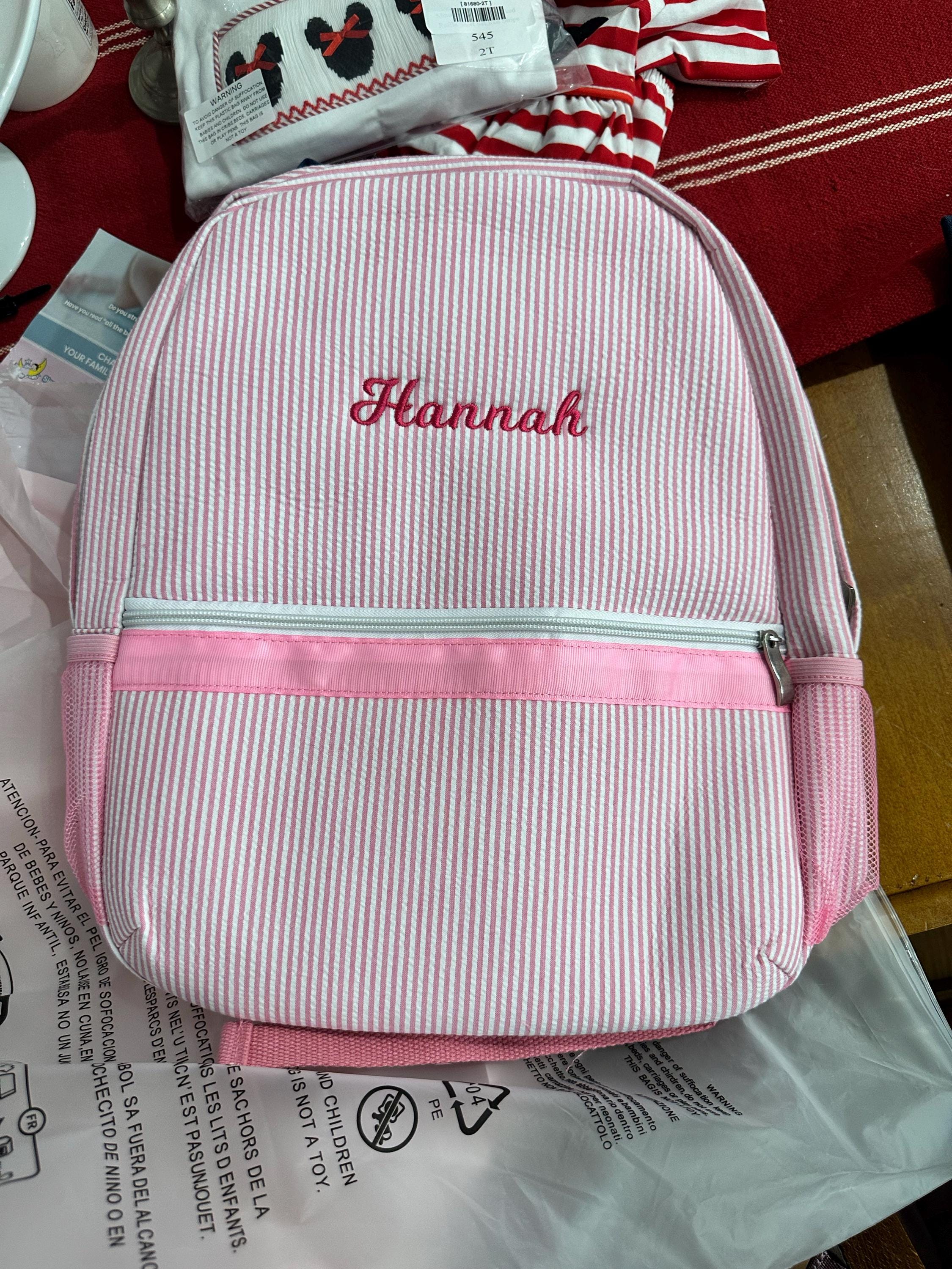 Toddler Backpack, Personalized Kids' Backpack, Seersucker Preppy Backpack, Classic Cute Kids School Bookbag, Child Gift, Boys Girls Bag