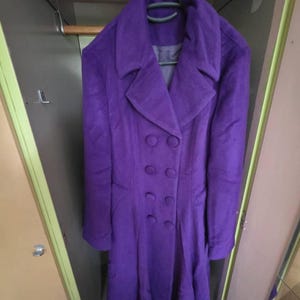 Vintage Inspired Purple Wool Trench Coat Women, Princess Coat