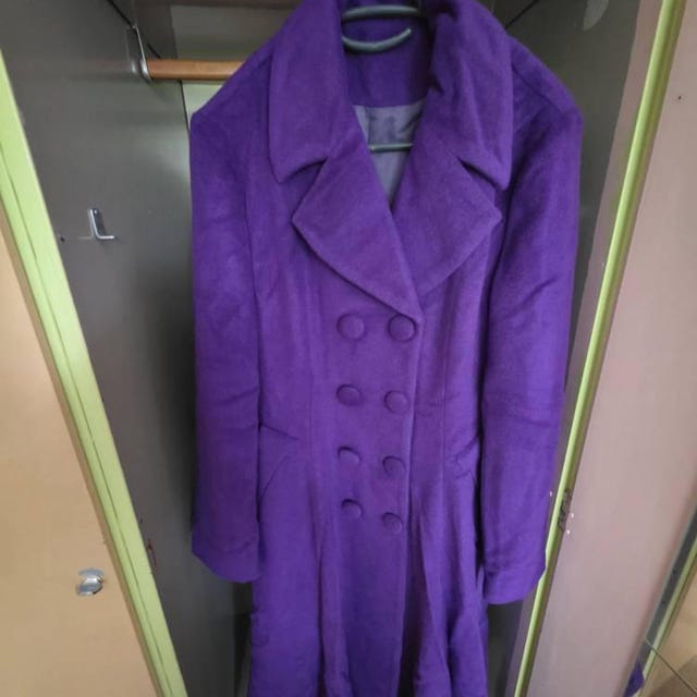 Vintage Inspired Purple Wool Trench Coat Women, Princess