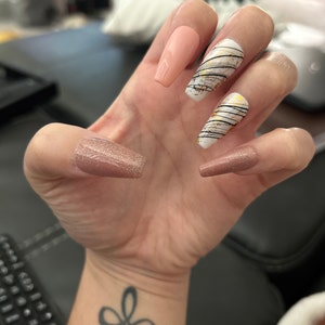 Press on Nails Matte Black Nails Black Press-ons Glitter - Etsy