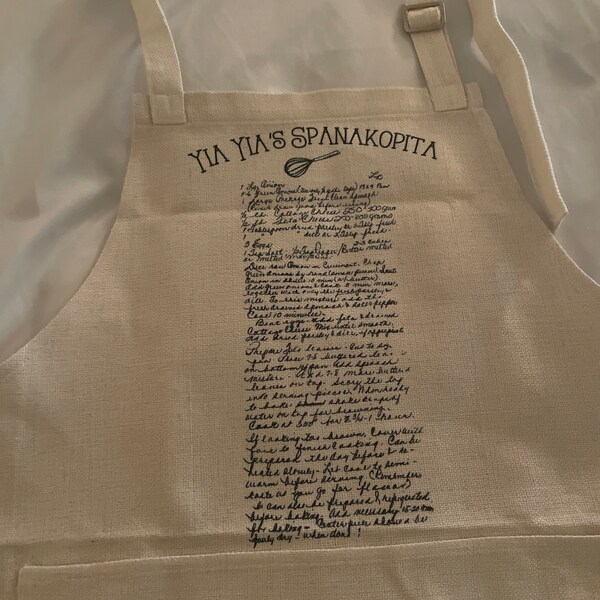 Written Aprons Handwritten Recipe Personalized High Quality Poly Linen Thick Apron ...