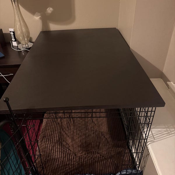 Illustration of Pet Crate Topper With Hanging Storage Basket