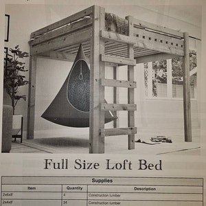 DIY Full size Loft Bed Plans for Adults Etsy