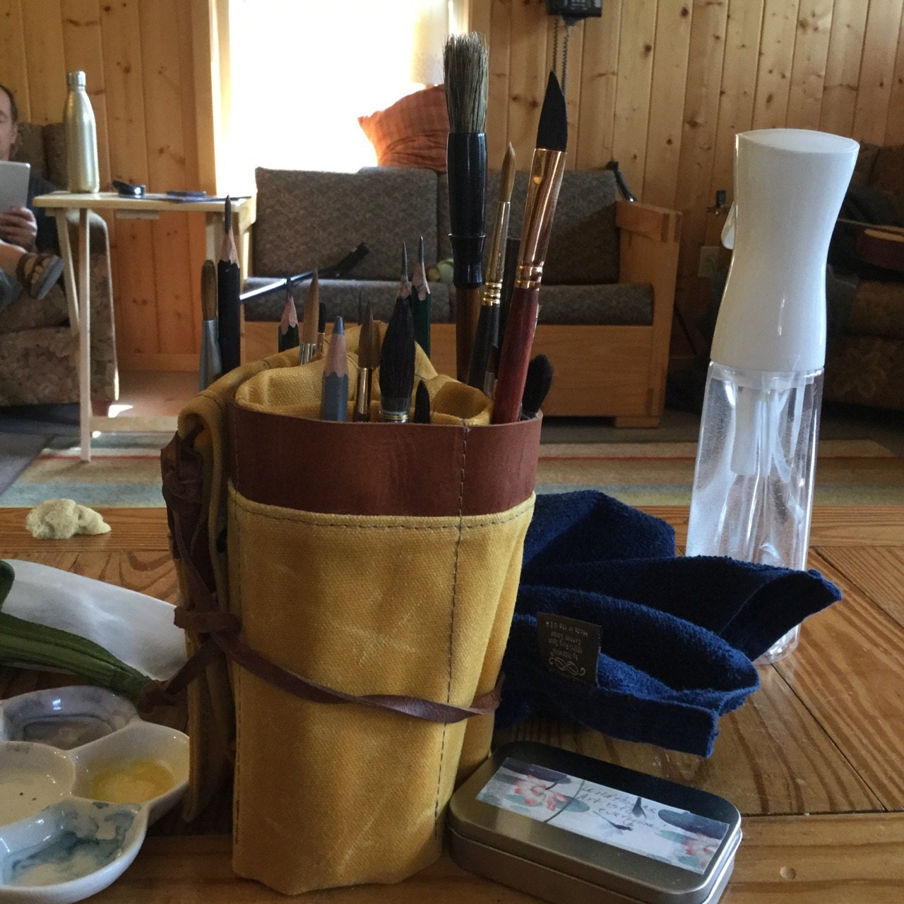 Waxed Canvas Paint Brush Roll, Artist Roll, Paint Brush Organizer