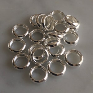 20 Sterling Silver Ring Spacer Beads, Rolo Type Beads, Large Hole Round ...
