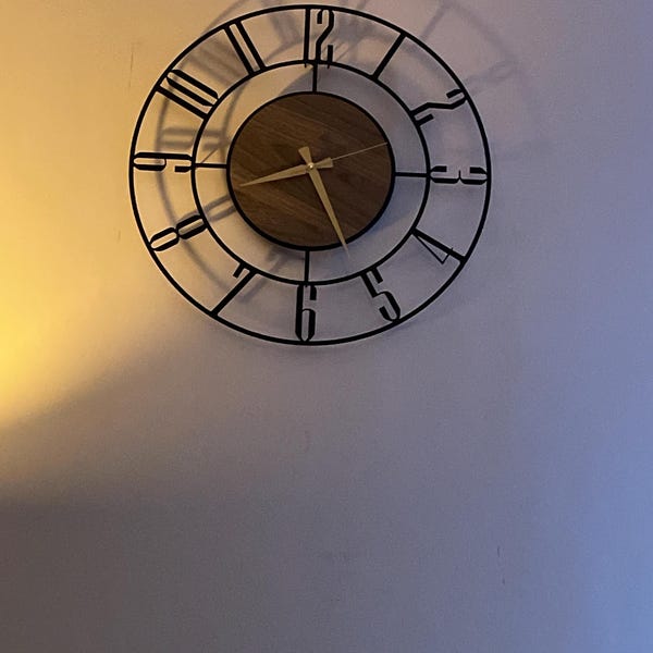 Black Large Wall Clock, Modern Wooden Wall Clock, Mid Century Silent ...