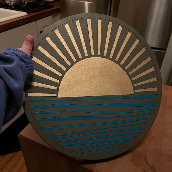 Geometric Sun Pattern Wall Art ,round Wall Art , Circle Wood Wall Art ...