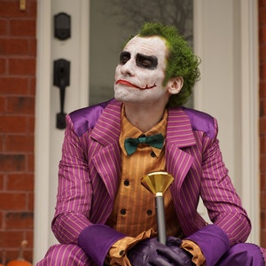 Dfym Batman Arkham Asylum Joker Juegos con disfraces Disfraz de Halloween Fiesta Traje trajes para hombres 