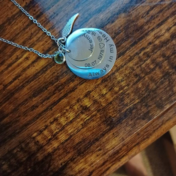 Always in My Heart Memorial Sympathy Jewelry Silver, Rose Gold, Yellow ...