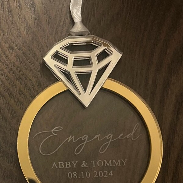 Engaged or Married Ornament | Personalized Acrylic Engagement Ring ...