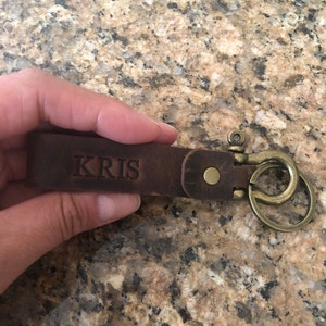 Personalized Leather Keychain. Custom Leather Keychain. - Etsy
