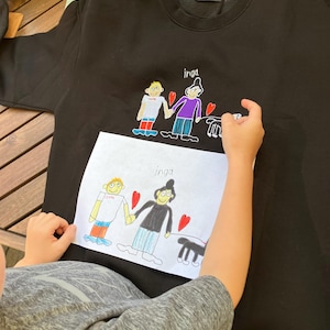 EMBROIDERED Custom Kids Photo Drawing Tshirt Sweatshirt as a Personalized Unique Special Gift for Moms, Dads, Aunts, Sisters