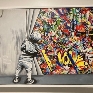 Hand Painted Banksy Graffiti Art: Pop Art Oil Painting - Etsy