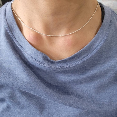 Dainty Short Chain Necklace For Women - 925 Sterling Silver, 14K Gold Filled, Adjustable 13+3 Inch Length, Layering Choker, Made In USA