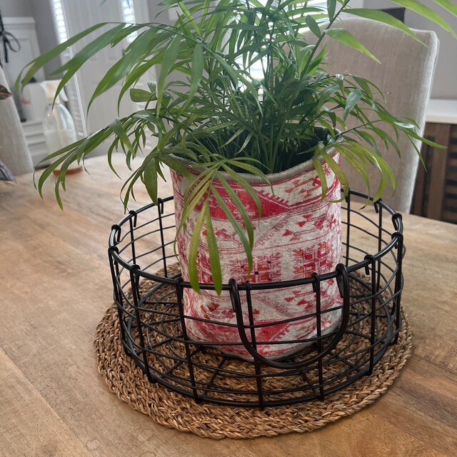 植木鉢カバー、手作りバスケット、キリムバスケット、アステカ柄