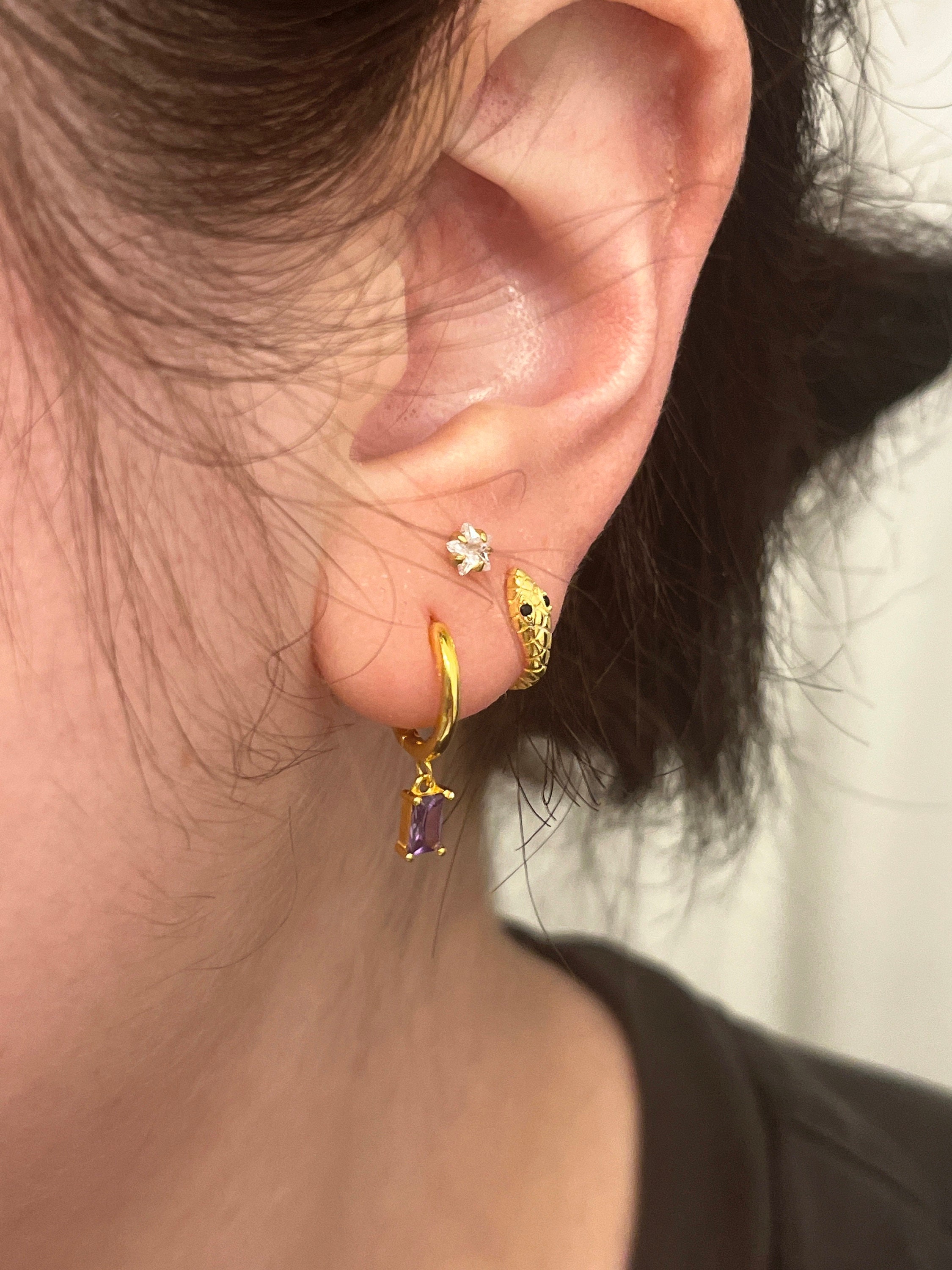 Snake Hoop Earrings - Sterling Silver Hoop earrings - Dainty Hoop earring