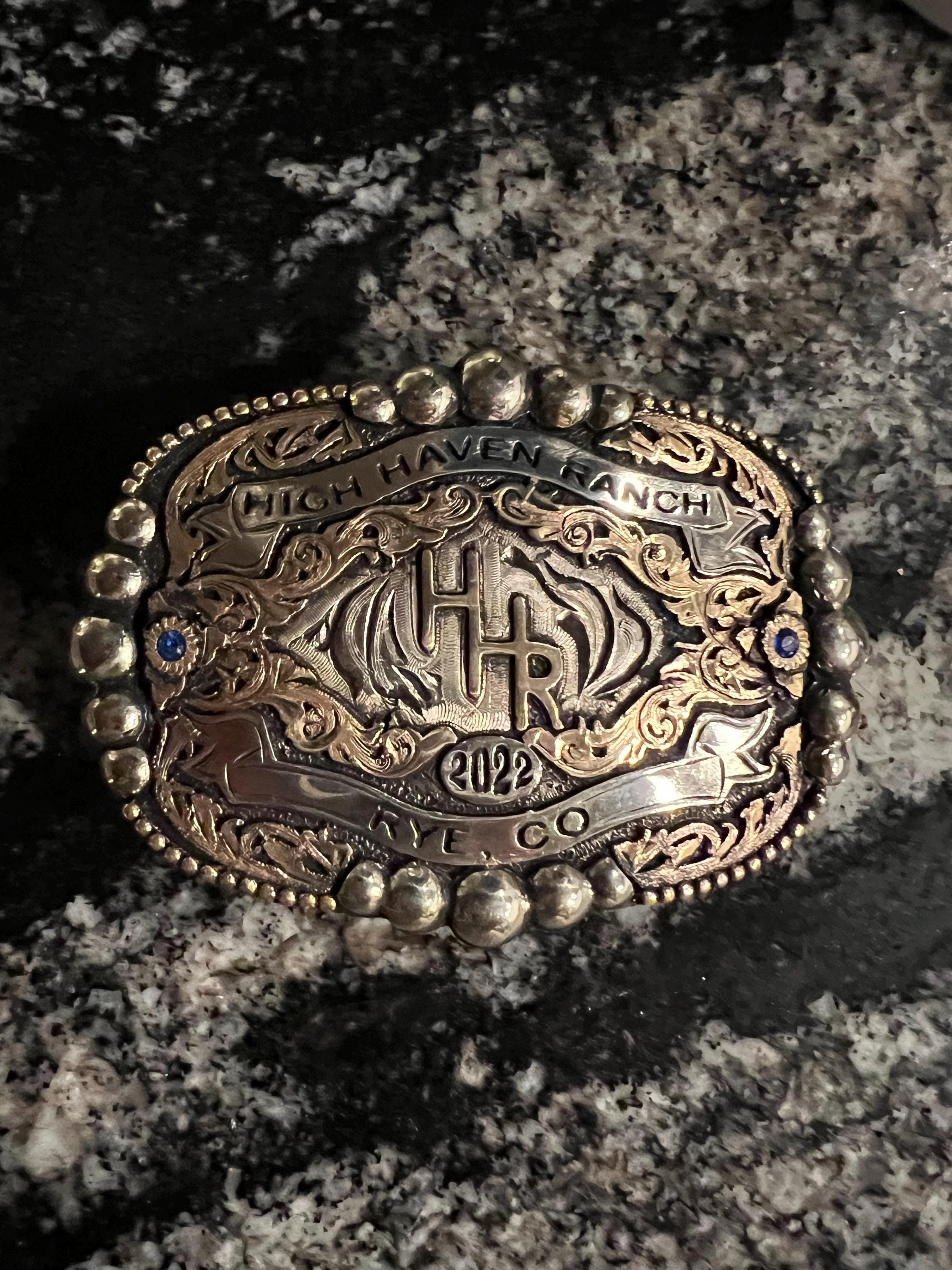 Trophy Western Belt Buckle - Custom Made - German silver - Hand Engraved - Customize yours today!