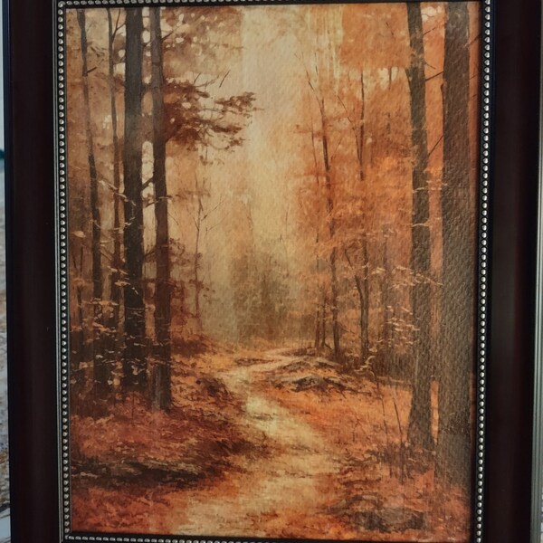 Rustic Fall Wall Decor Printable Woman Fall Forest Painting Fall Art ...