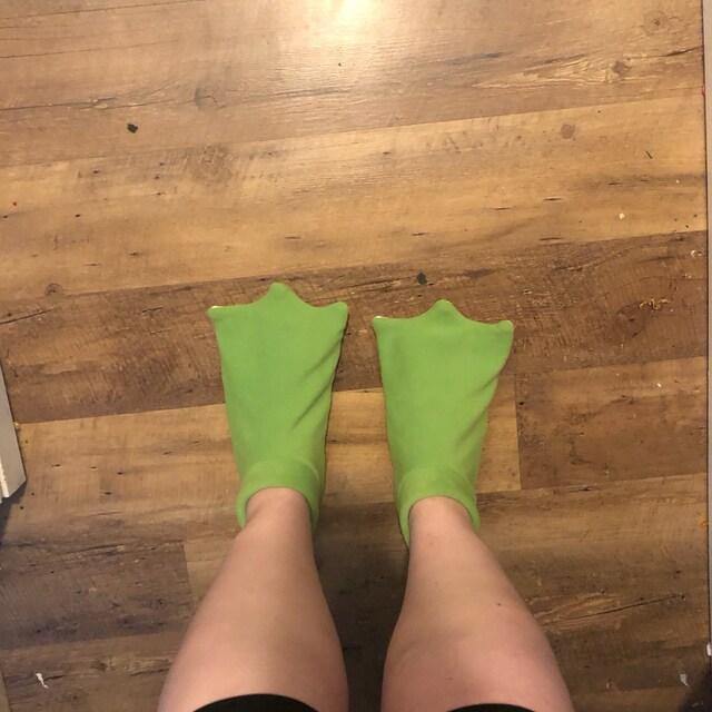 シューズ・サンダルその他 MOLLIOLLI Heel overshoe type eco-fur indoor shoes green chec Adult Size Frog Feet Slippers NOW in LIME GREEN! - Etsy