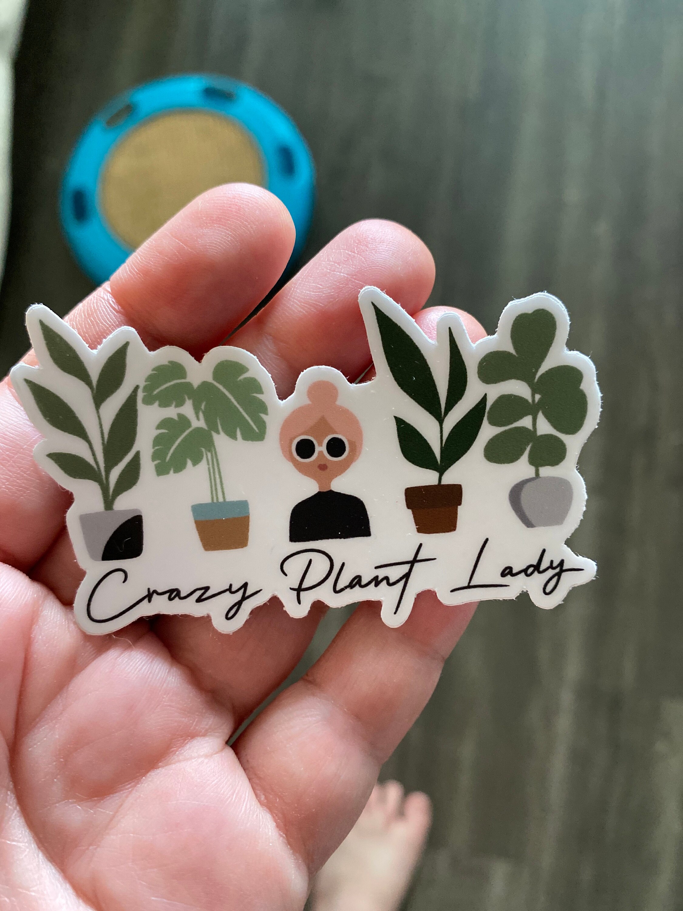 Crazy Plant Lady Durable Sticker | With or Without Text | Plant Lover Decal | Vinyl Weatherproof Decal | Water Bottle Sticker | 3&quot;